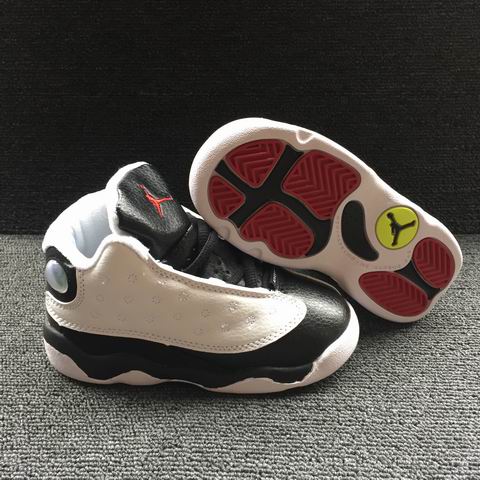 Nike Air Jordan 13 Kids Shoes White Black-14